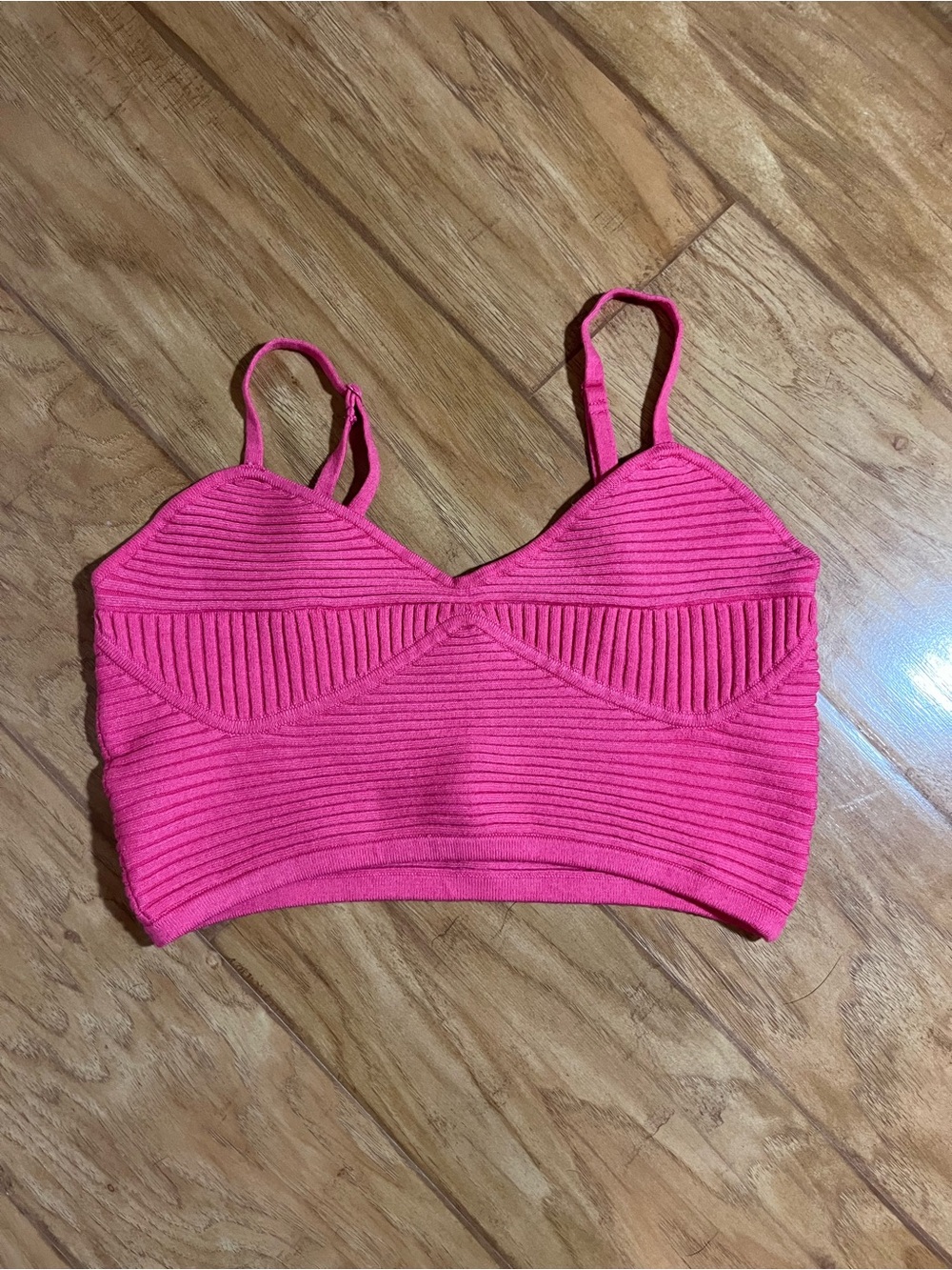 aerie Hot Pink Ribbed Crop Tank